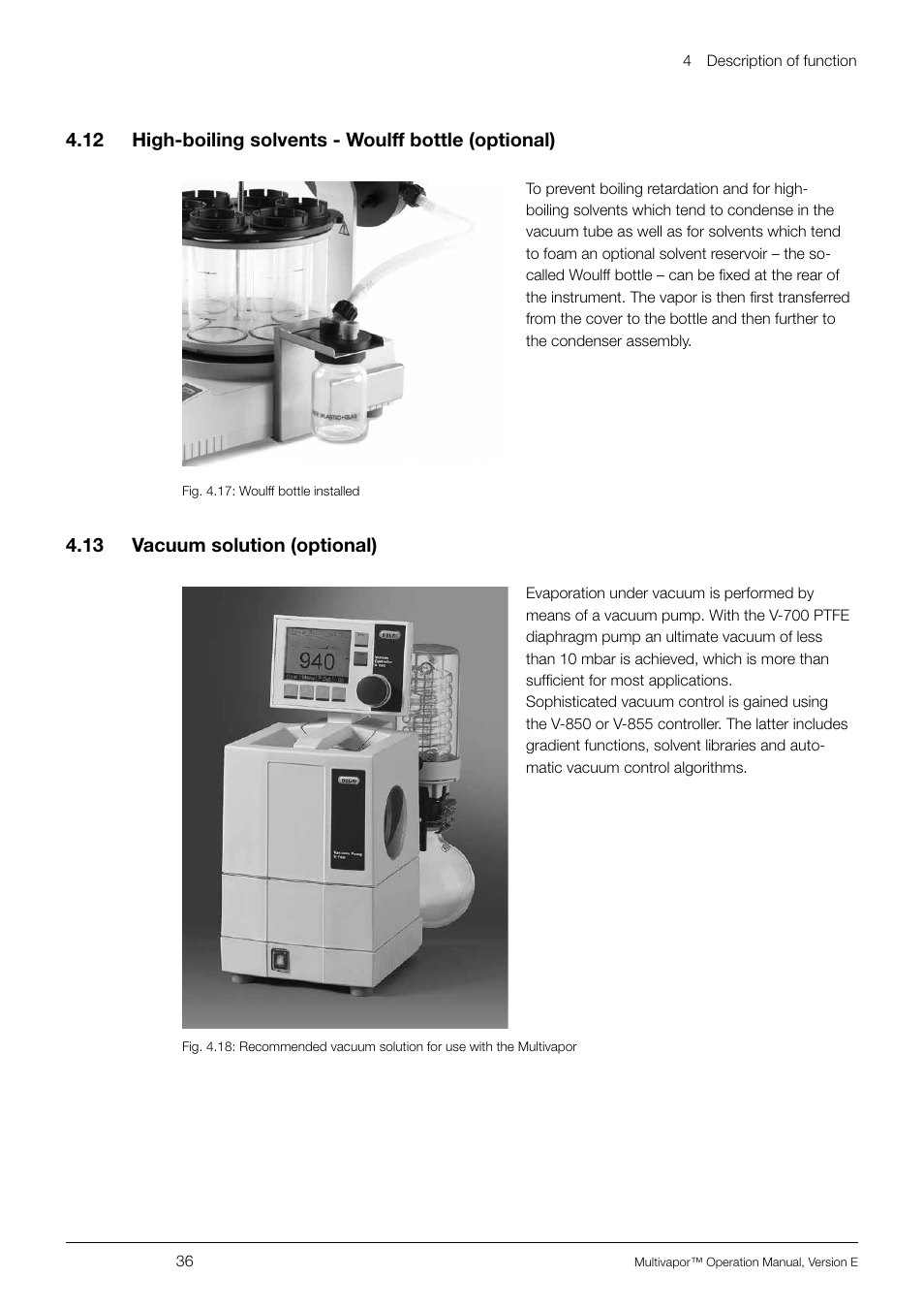 13 vacuum solution (optional), 4 .13 vacuum solution (optional) | BUCHI Multivapo P-12 User Manual | Page 36 / 76