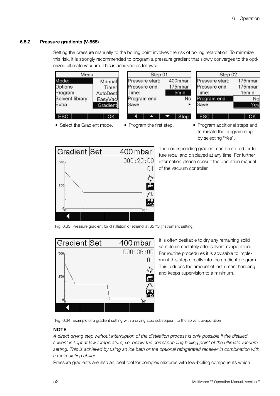 2 pressure gradients (v-855) | BUCHI Multivapo P-12 User Manual | Page 52 / 76