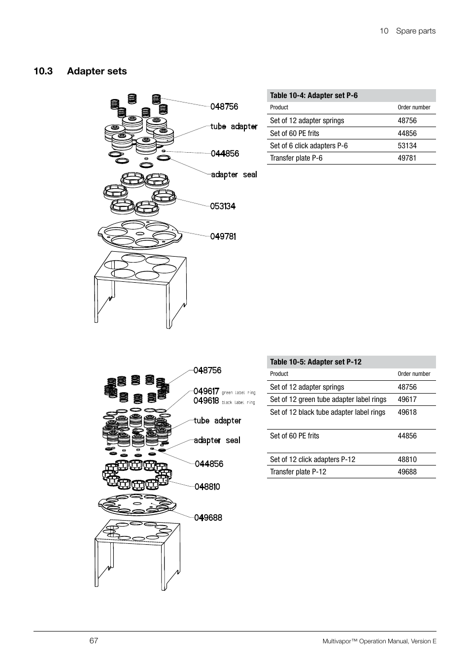 3 adapter sets, 10 .3 adapter sets | BUCHI Multivapo P-12 User Manual | Page 67 / 76