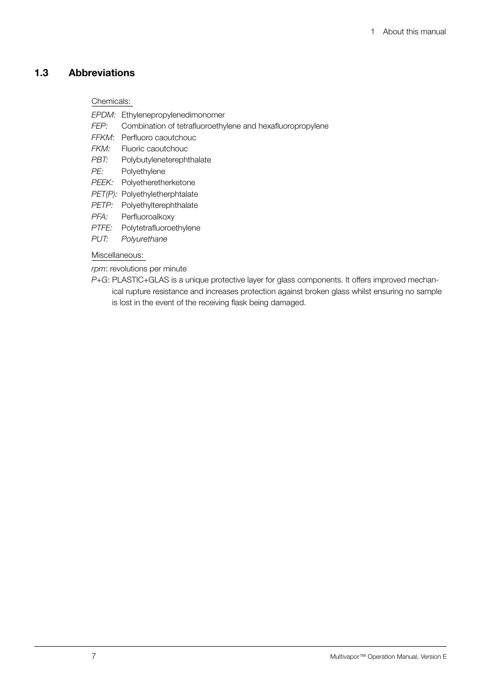 3 abbreviations, 1 .3 abbreviations | BUCHI Multivapo P-12 User Manual | Page 7 / 76
