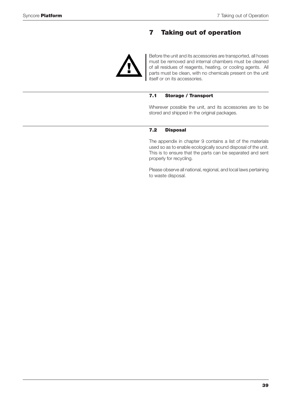 7 taking out of operation | BUCHI Syncor Polyvap User Manual | Page 39 / 46