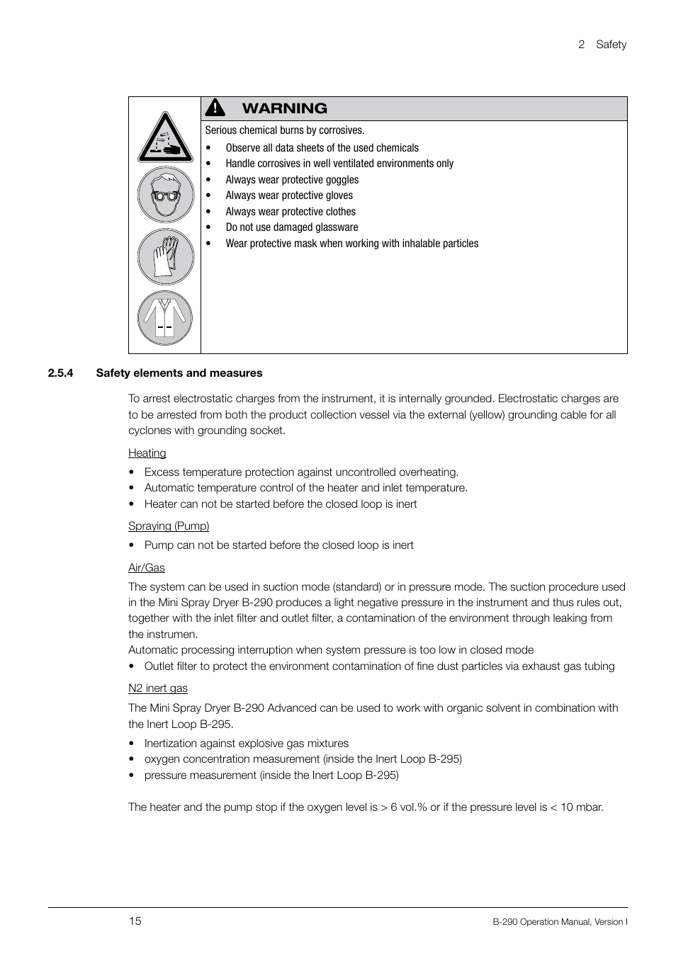 Warning | BUCHI Inert Loop B-295 User Manual | Page 15 / 84