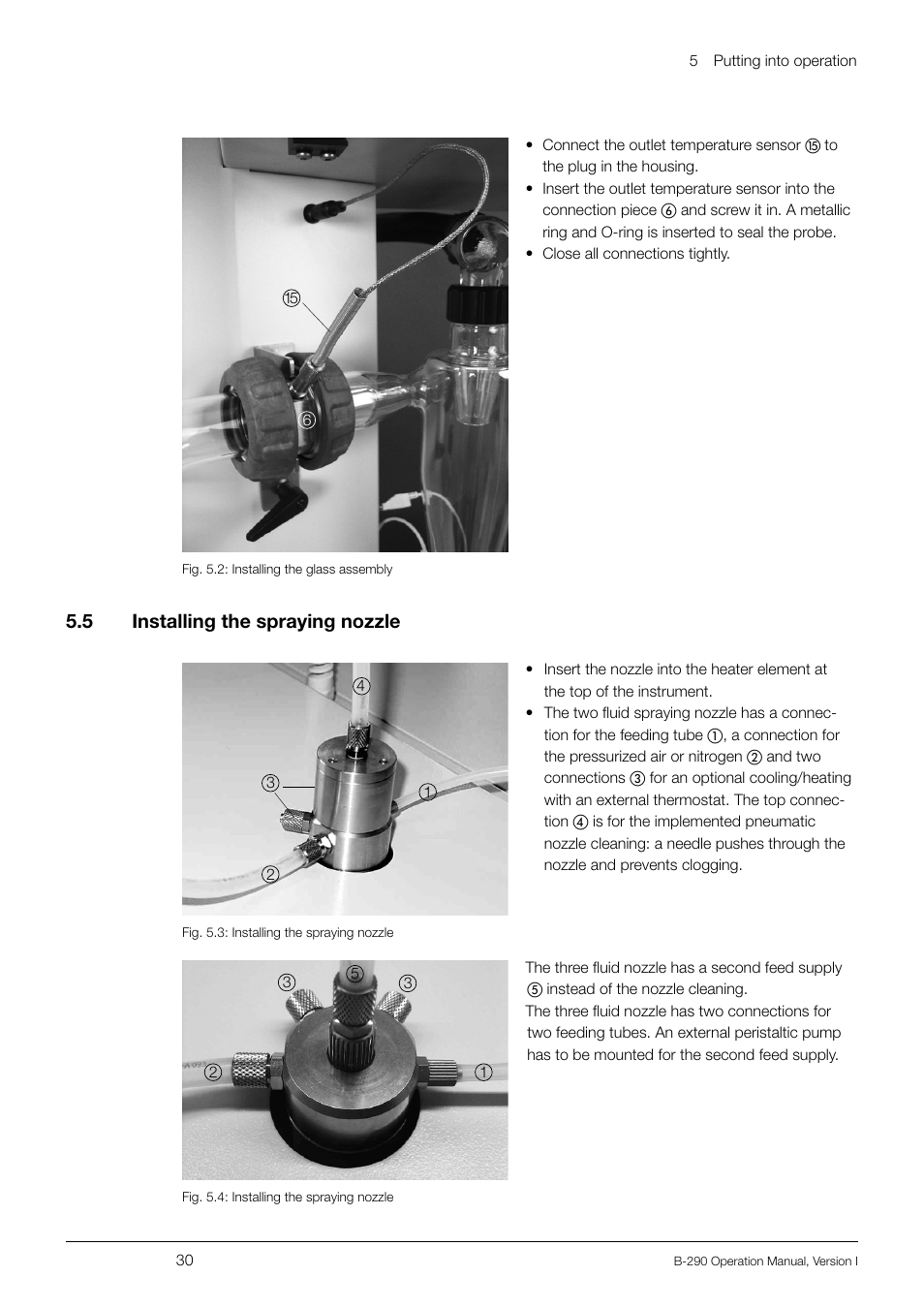 5 .5 installing the spraying nozzle | BUCHI Inert Loop B-295 User Manual | Page 30 / 84