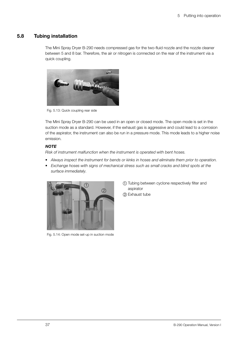 5 .8 tubing installation | BUCHI Inert Loop B-295 User Manual | Page 37 / 84