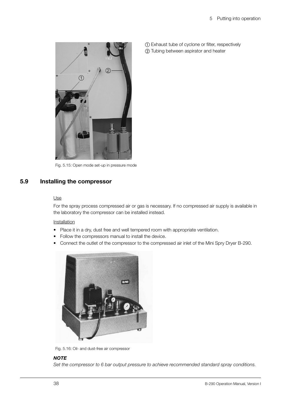 5 .9 installing the compressor | BUCHI Inert Loop B-295 User Manual | Page 38 / 84