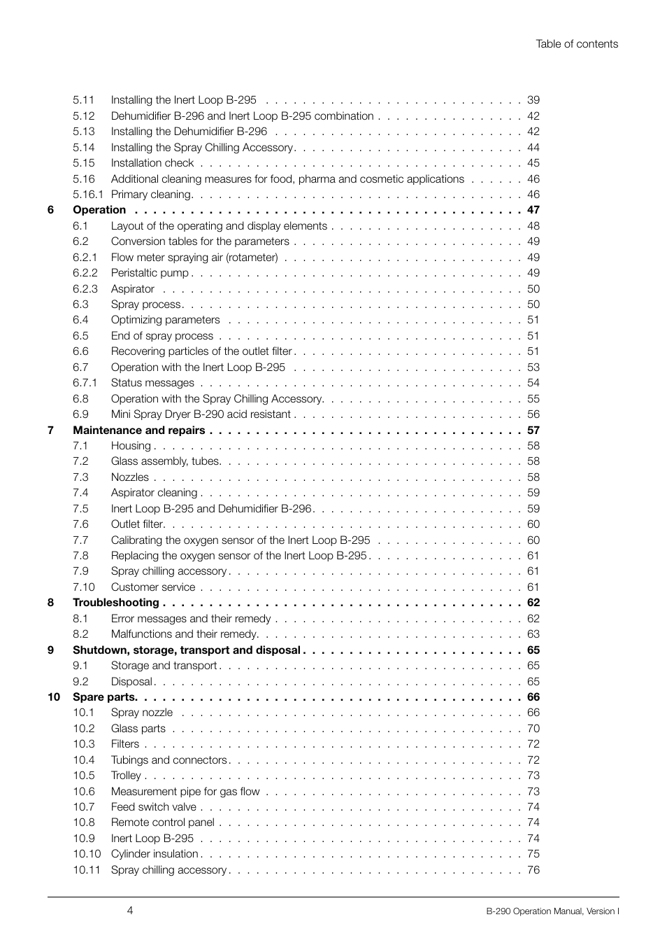 BUCHI Inert Loop B-295 User Manual | Page 4 / 84