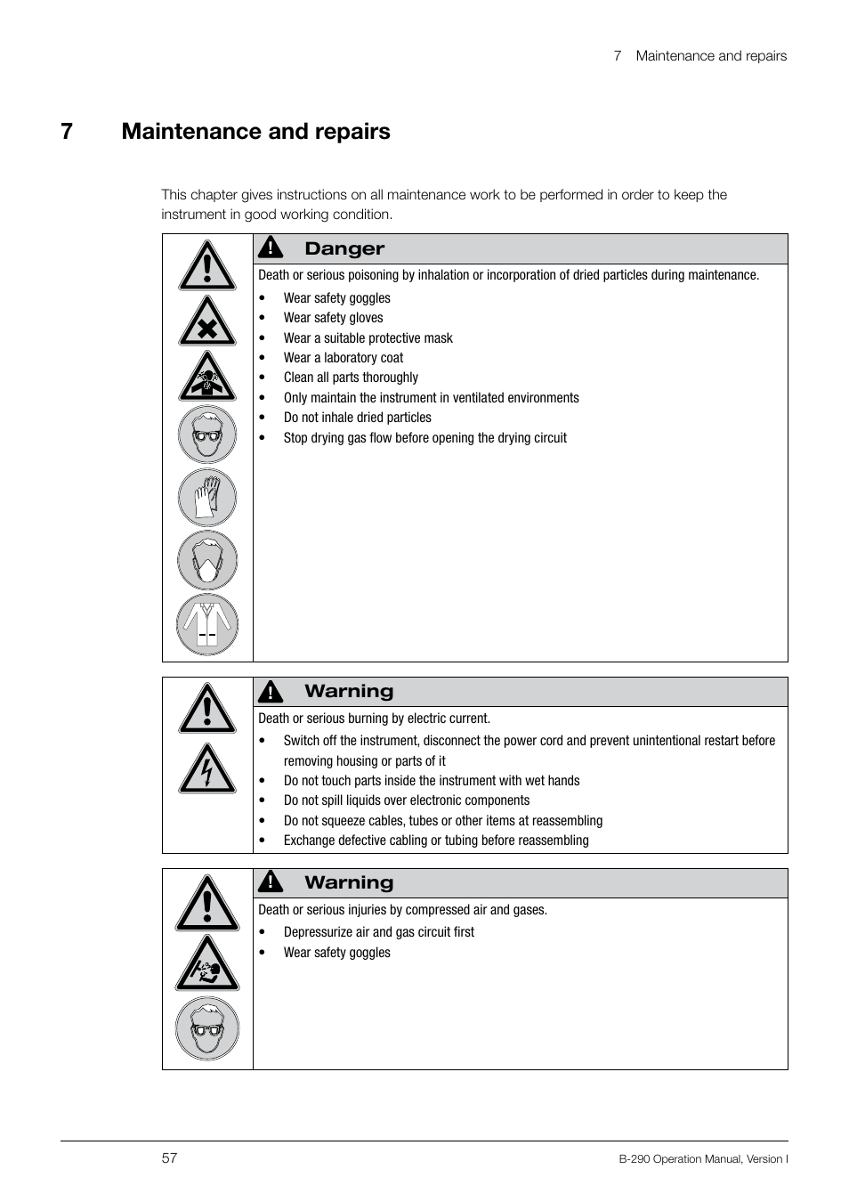 7maintenance and repairs | BUCHI Inert Loop B-295 User Manual | Page 57 / 84