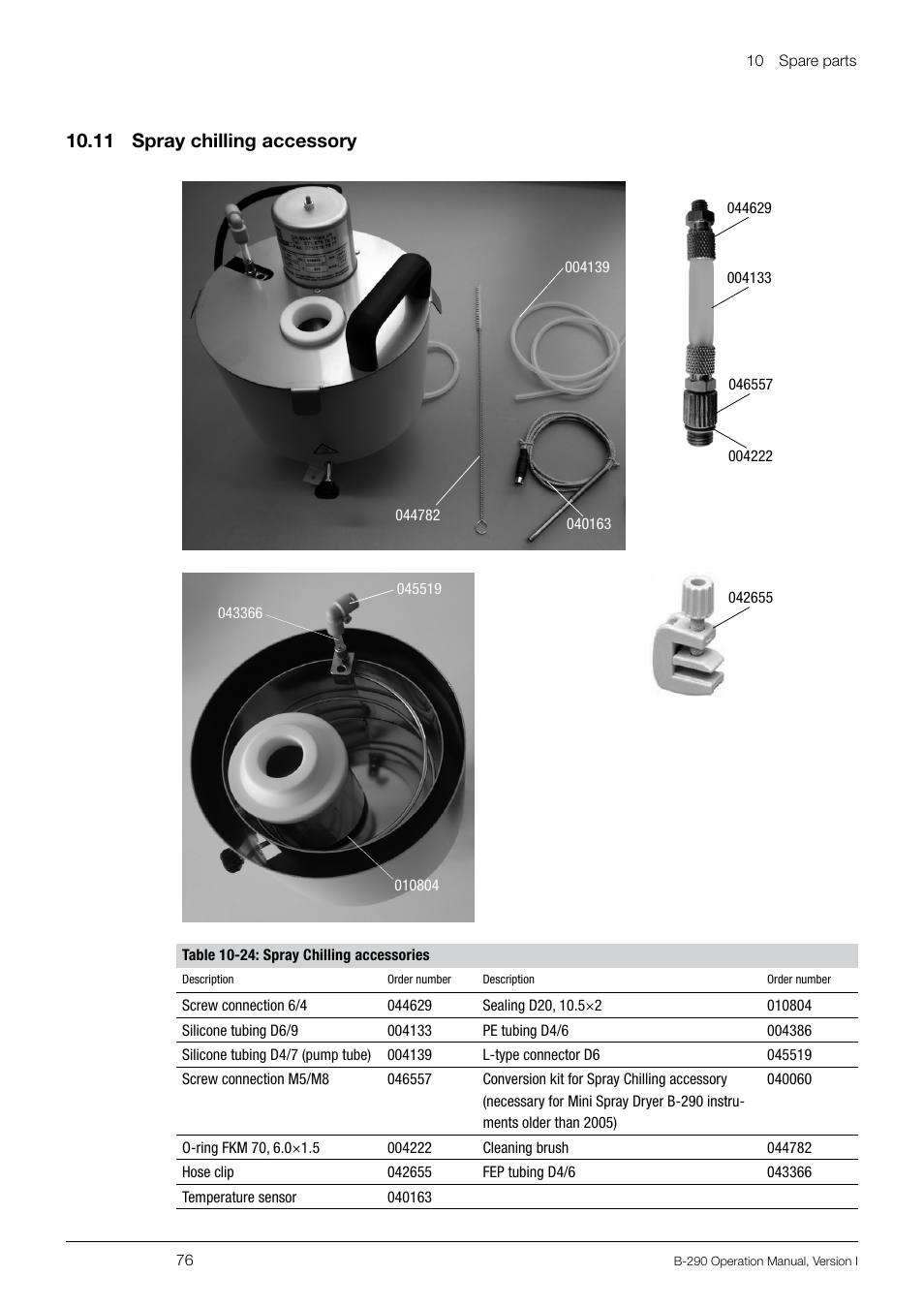 10 .11 spray chilling accessory | BUCHI Inert Loop B-295 User Manual | Page 76 / 84