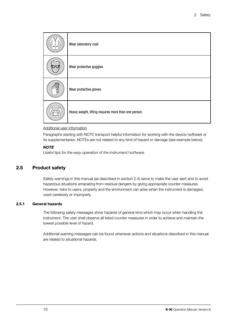 5 product safety | BUCHI Nano Spray Dryer B-90 User Manual | Page 10 / 104