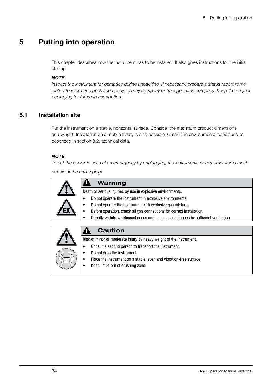 5putting into operation | BUCHI Nano Spray Dryer B-90 User Manual | Page 34 / 104