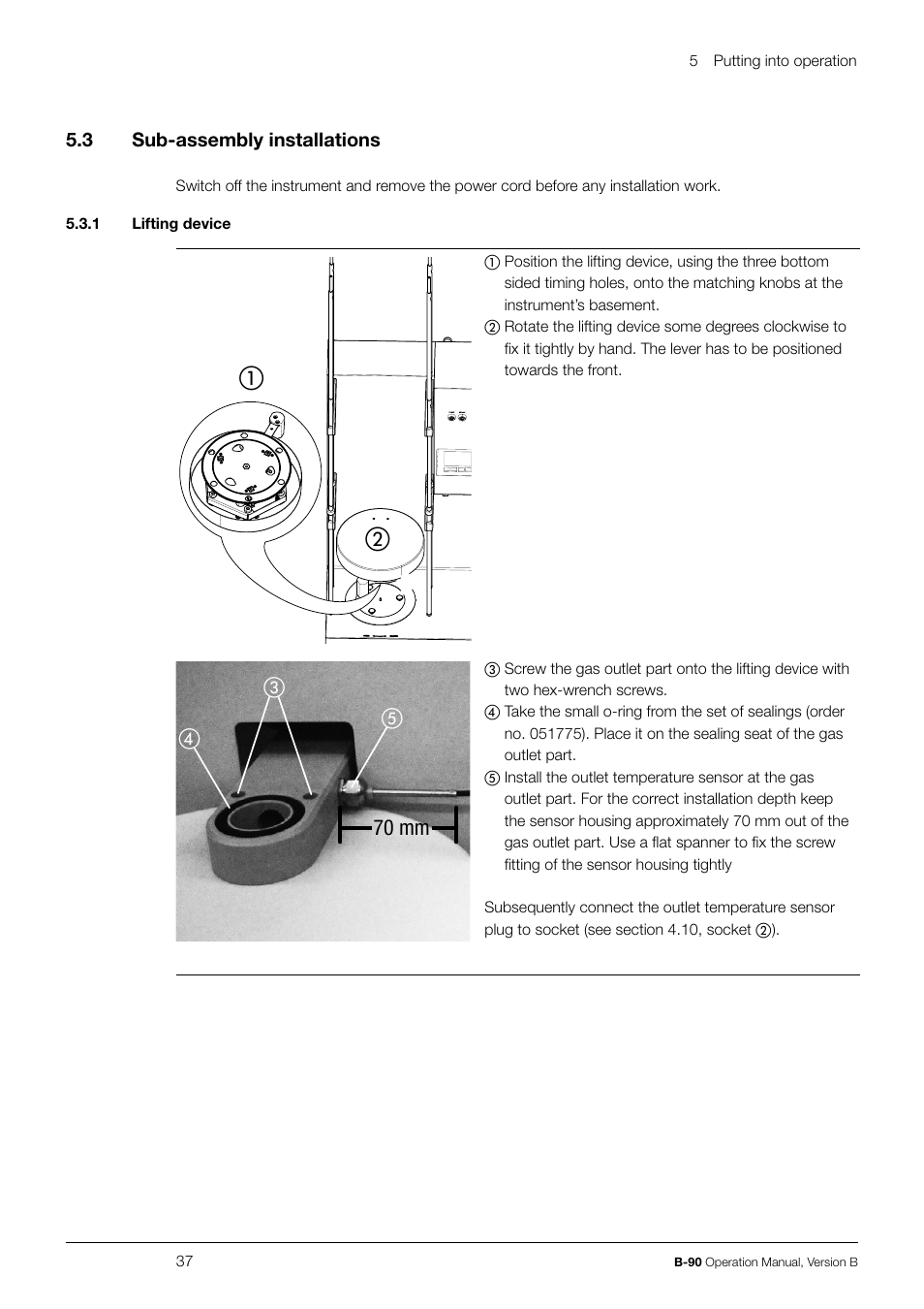 De c 70 mm | BUCHI Nano Spray Dryer B-90 User Manual | Page 37 / 104