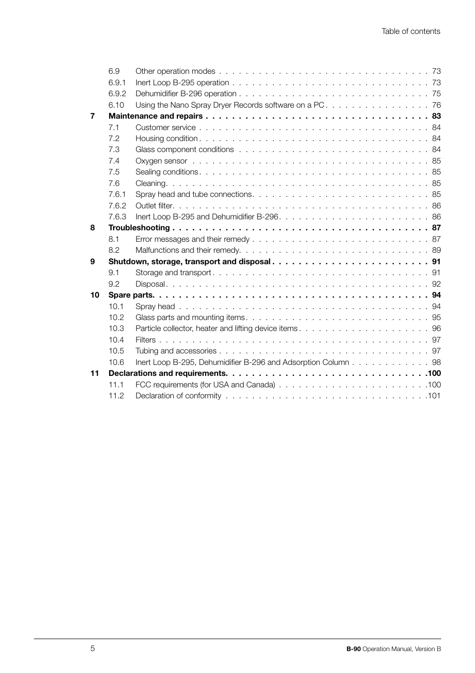 BUCHI Nano Spray Dryer B-90 User Manual | Page 5 / 104