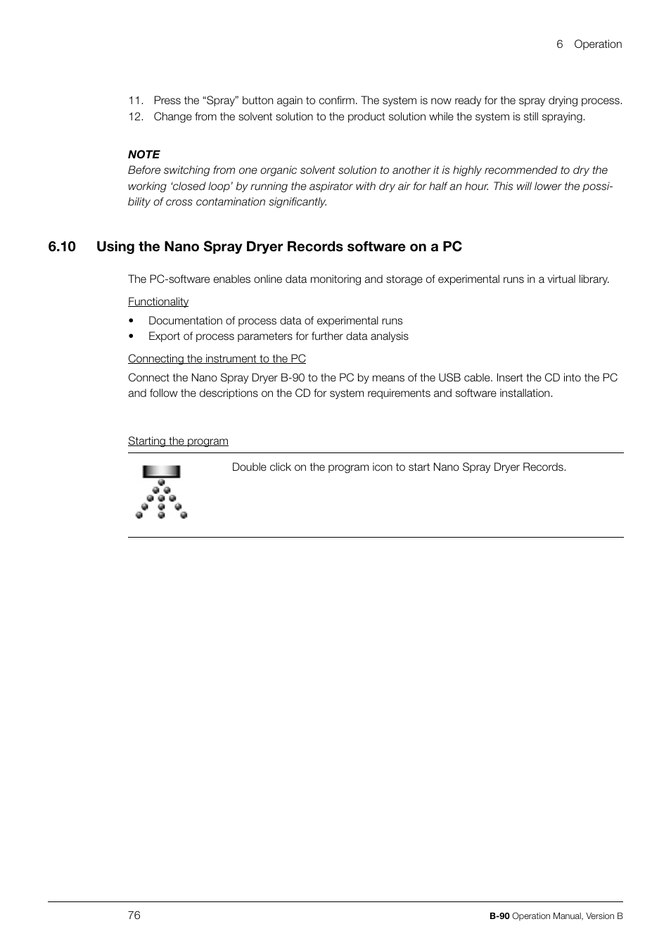 BUCHI Nano Spray Dryer B-90 User Manual | Page 76 / 104