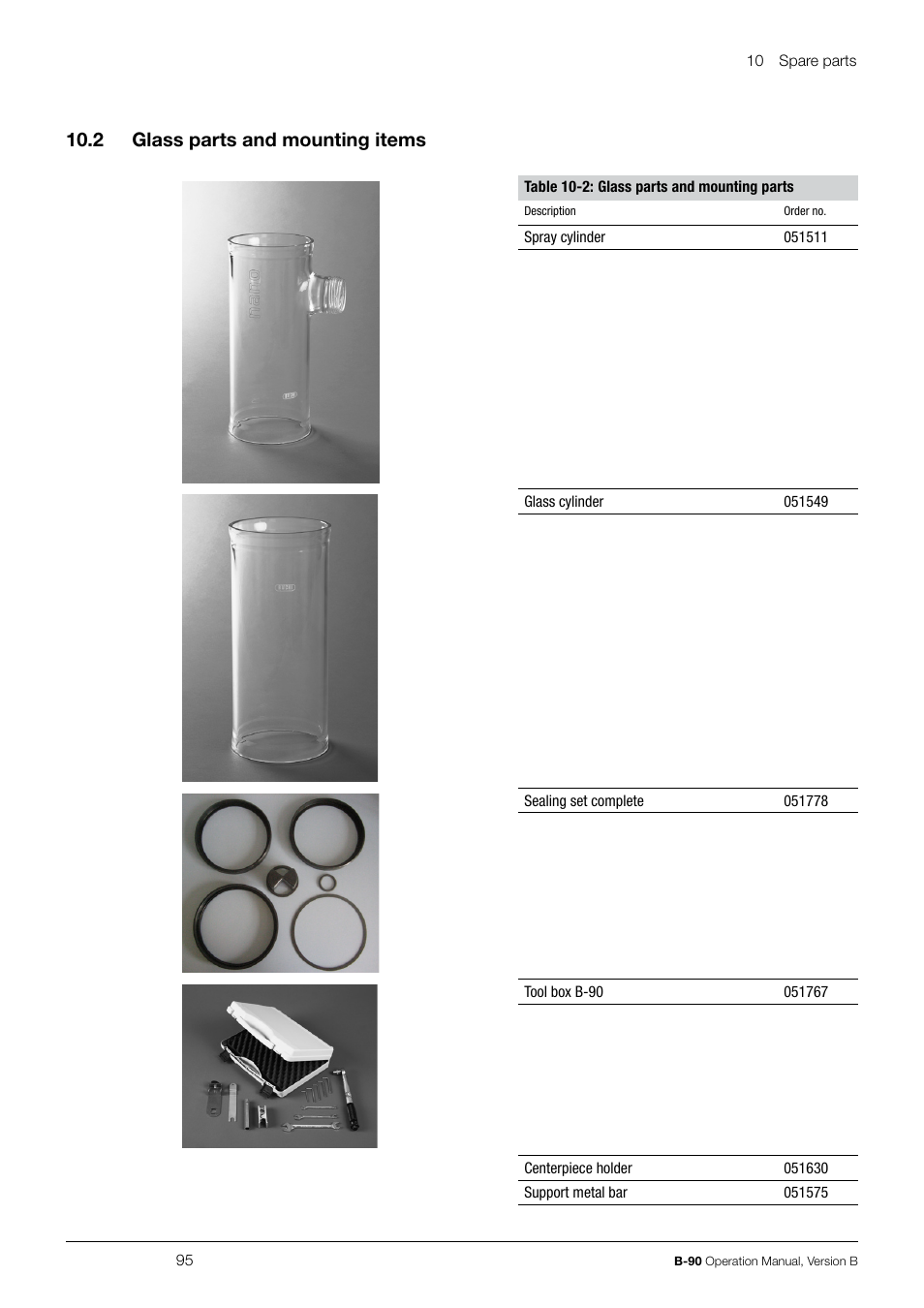 2 glass parts and mounting items | BUCHI Nano Spray Dryer B-90 User Manual | Page 95 / 104