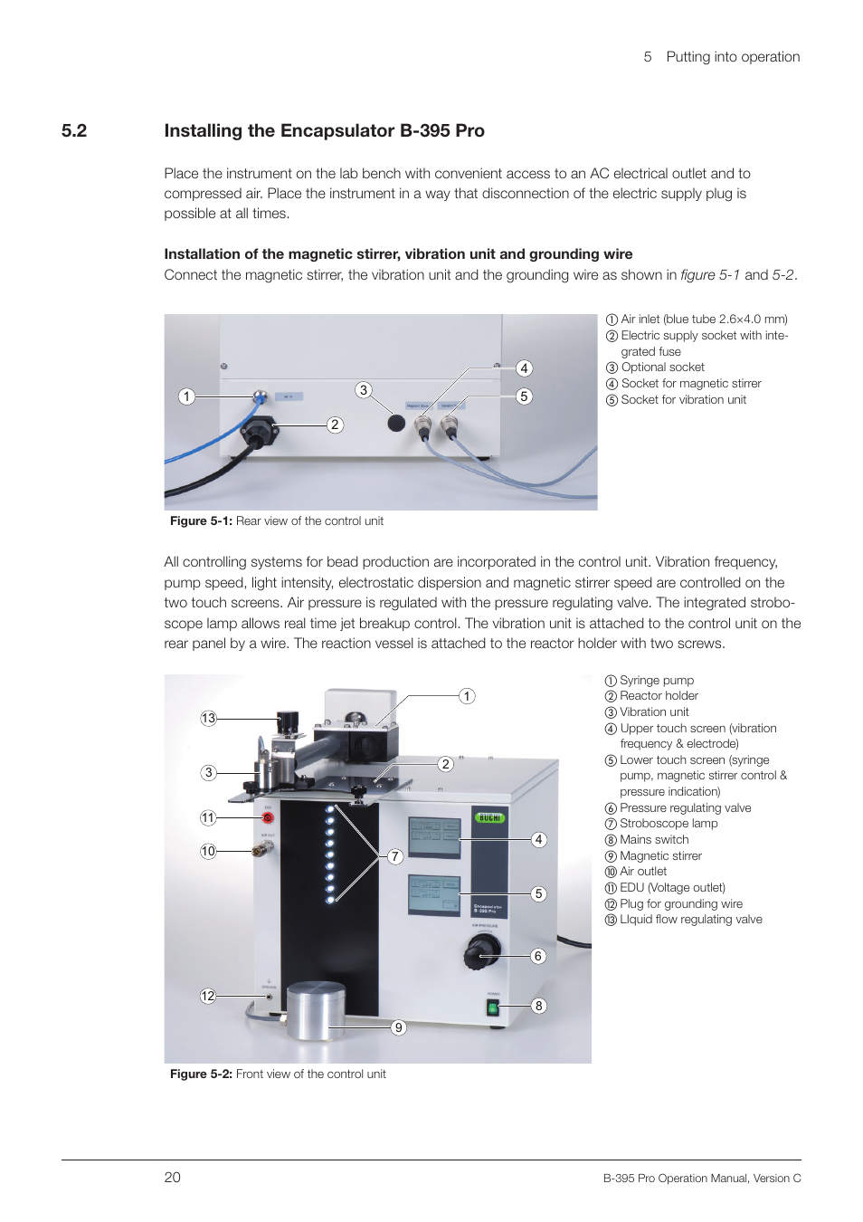 2 installing the encapsulator b-395 pro, Installing the encapsulator b-395 pro | BUCHI Encapsulator B-395 Pro User Manual | Page 20 / 82