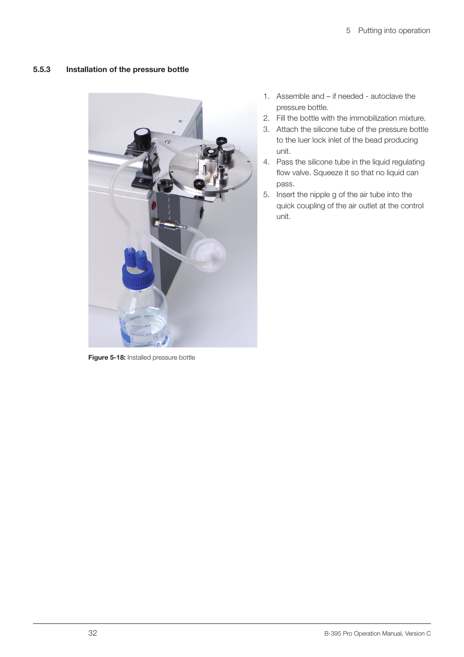 3 installation of the pressure bottle | BUCHI Encapsulator B-395 Pro User Manual | Page 32 / 82