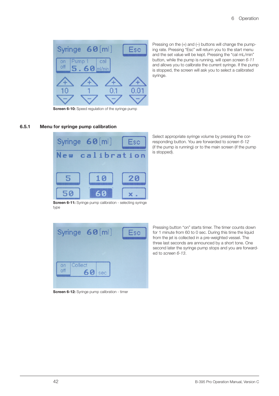 1 menu for syringe pump calibration | BUCHI Encapsulator B-395 Pro User Manual | Page 42 / 82