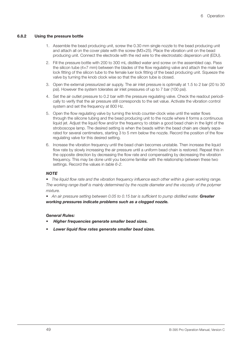 2 using the pressure bottle | BUCHI Encapsulator B-395 Pro User Manual | Page 49 / 82