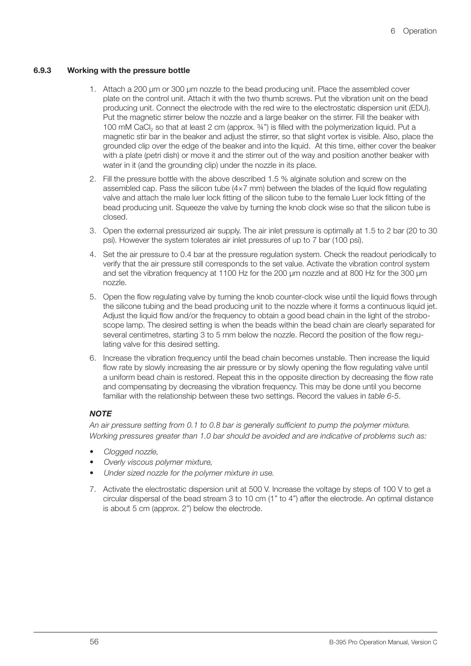 3 working with the pressure bottle | BUCHI Encapsulator B-395 Pro User Manual | Page 56 / 82