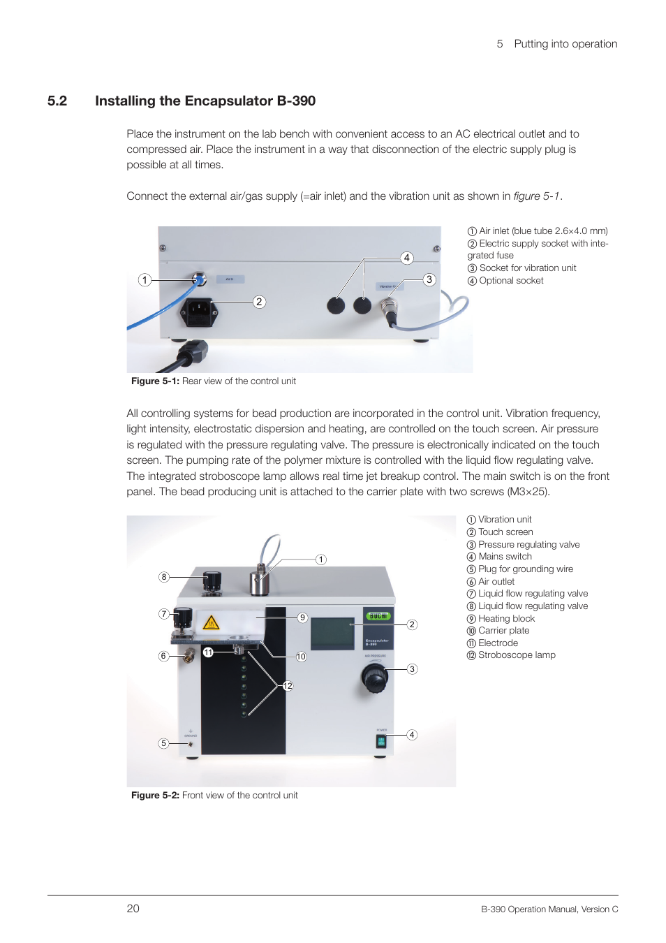 2 installing the encapsulator b-390, Installing the encapsulator b-390 | BUCHI Encapsulator B-390 User Manual | Page 20 / 56
