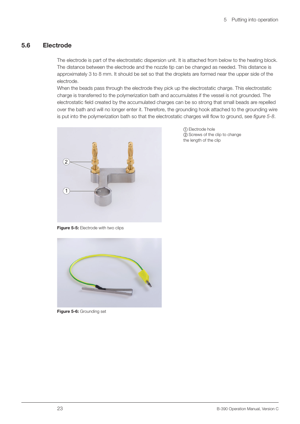 6 electrode, 5 .6 electrode | BUCHI Encapsulator B-390 User Manual | Page 23 / 56