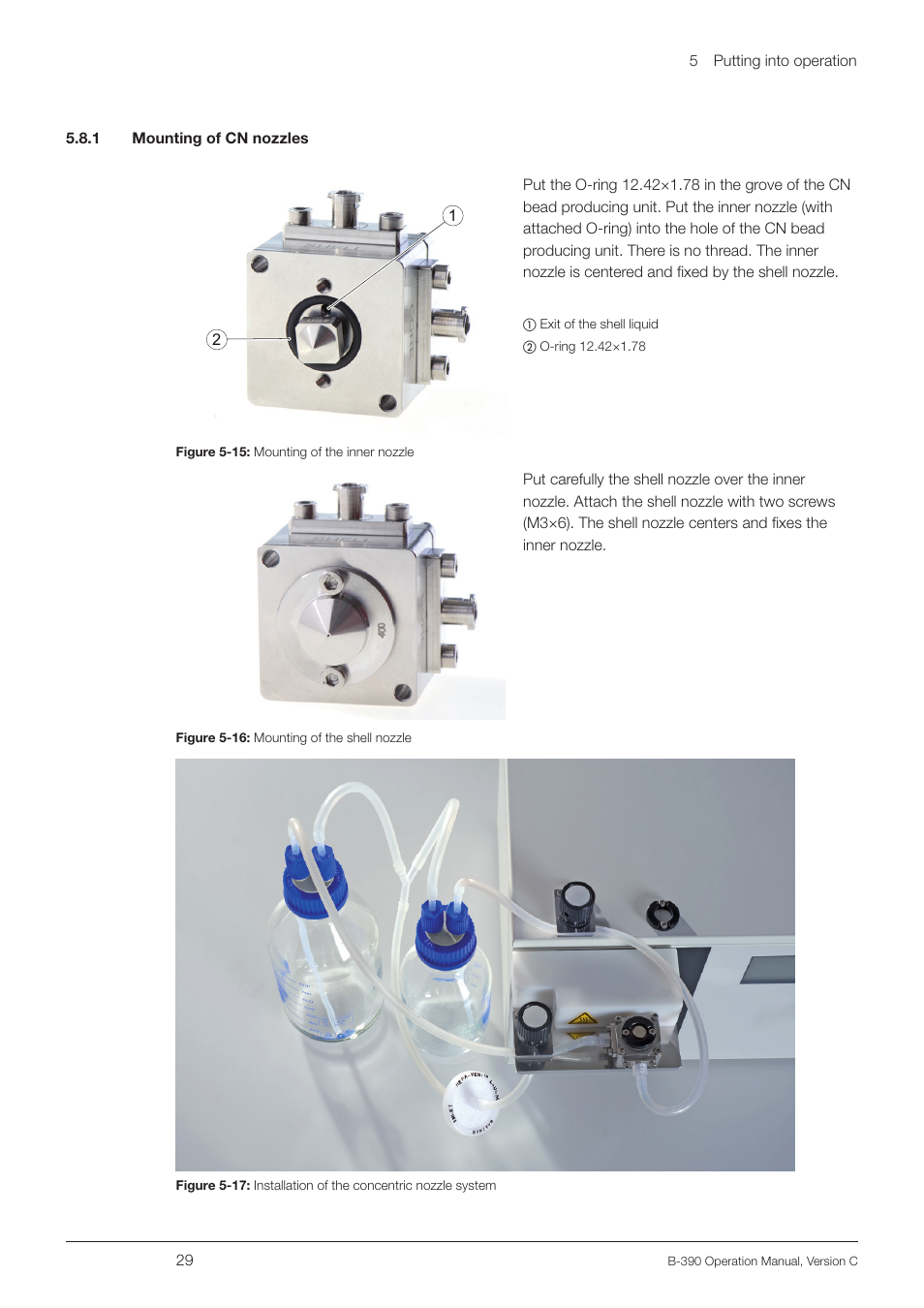 1 mounting of cn nozzles | BUCHI Encapsulator B-390 User Manual | Page 29 / 56