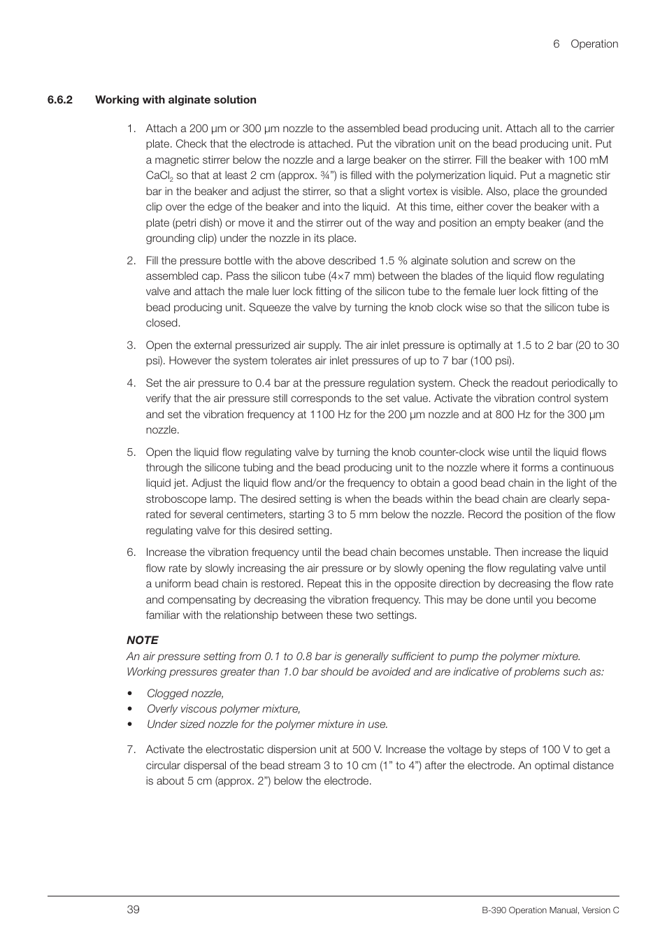 2 working with alginate solution | BUCHI Encapsulator B-390 User Manual | Page 39 / 56