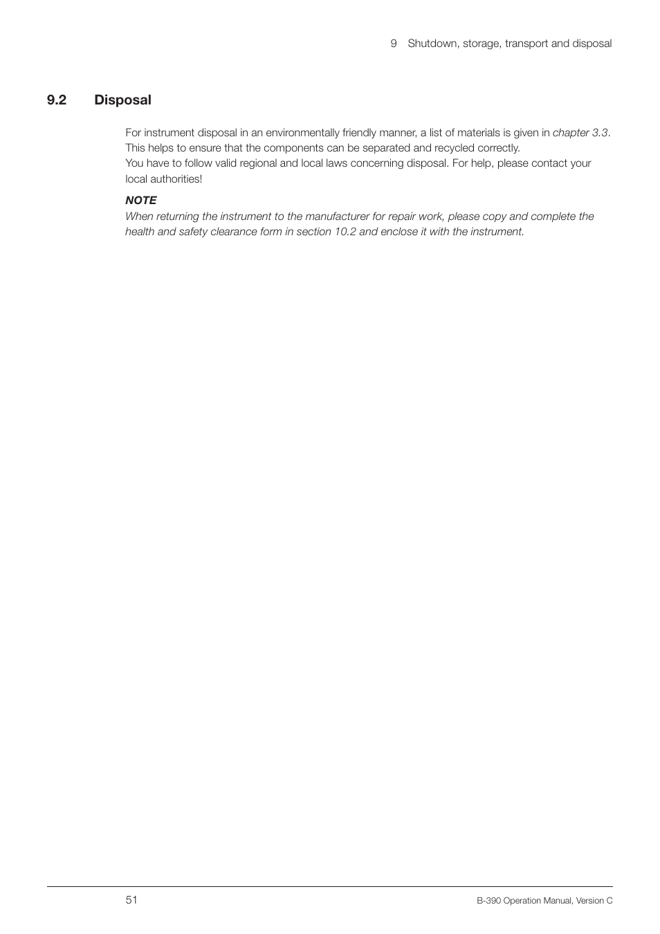 2 disposal, 9 .2 disposal | BUCHI Encapsulator B-390 User Manual | Page 51 / 56