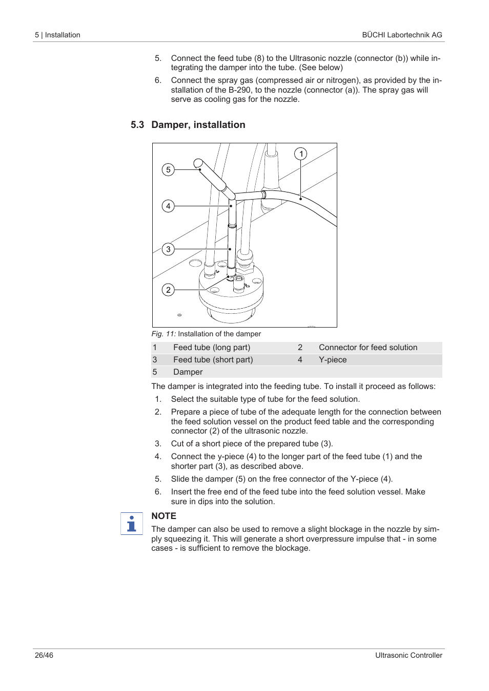 3 damper, installation | BUCHI Ultrasonic Package User Manual | Page 26 / 46