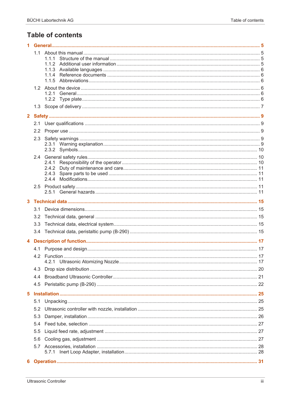 BUCHI Ultrasonic Package User Manual | Page 3 / 46