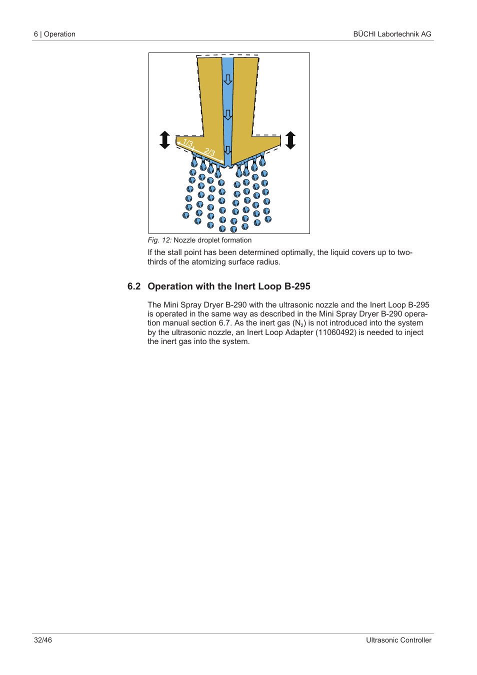 2 operation with the inert loop b-295, 2 operation with the inert loop b­295 | BUCHI Ultrasonic Package User Manual | Page 32 / 46
