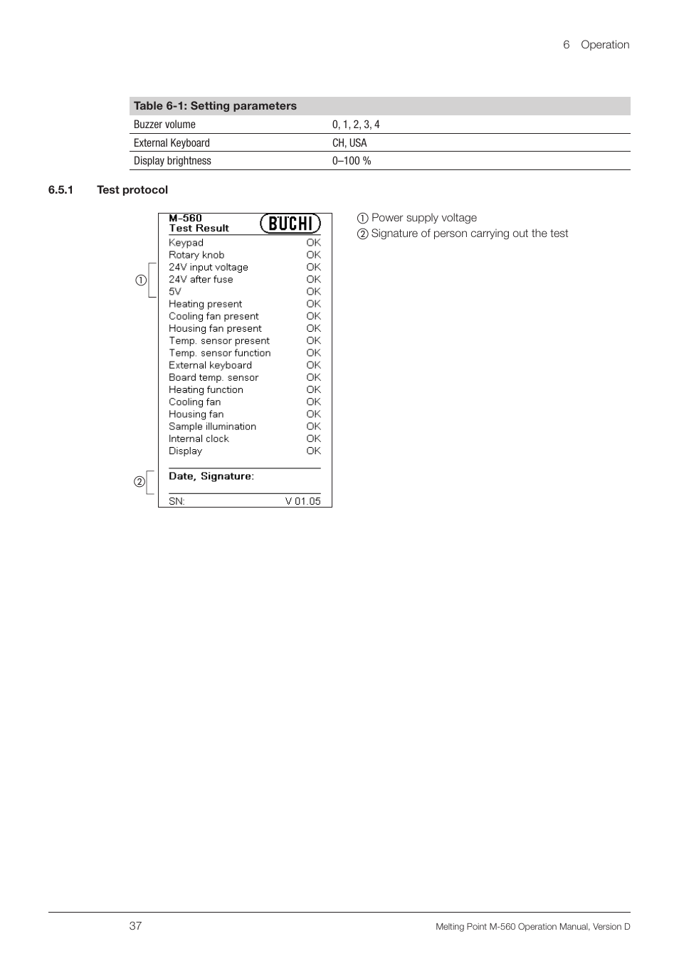 1 test protocol | BUCHI Melting Point M-560 User Manual | Page 37 / 50