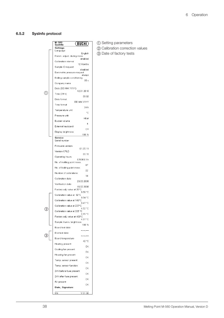 2 sysinfo protocol | BUCHI Melting Point M-560 User Manual | Page 38 / 50