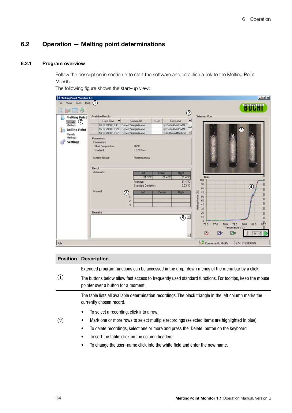 2 operation — melting point determinations | BUCHI Melting Point M-565 User Manual | Page 14 / 32