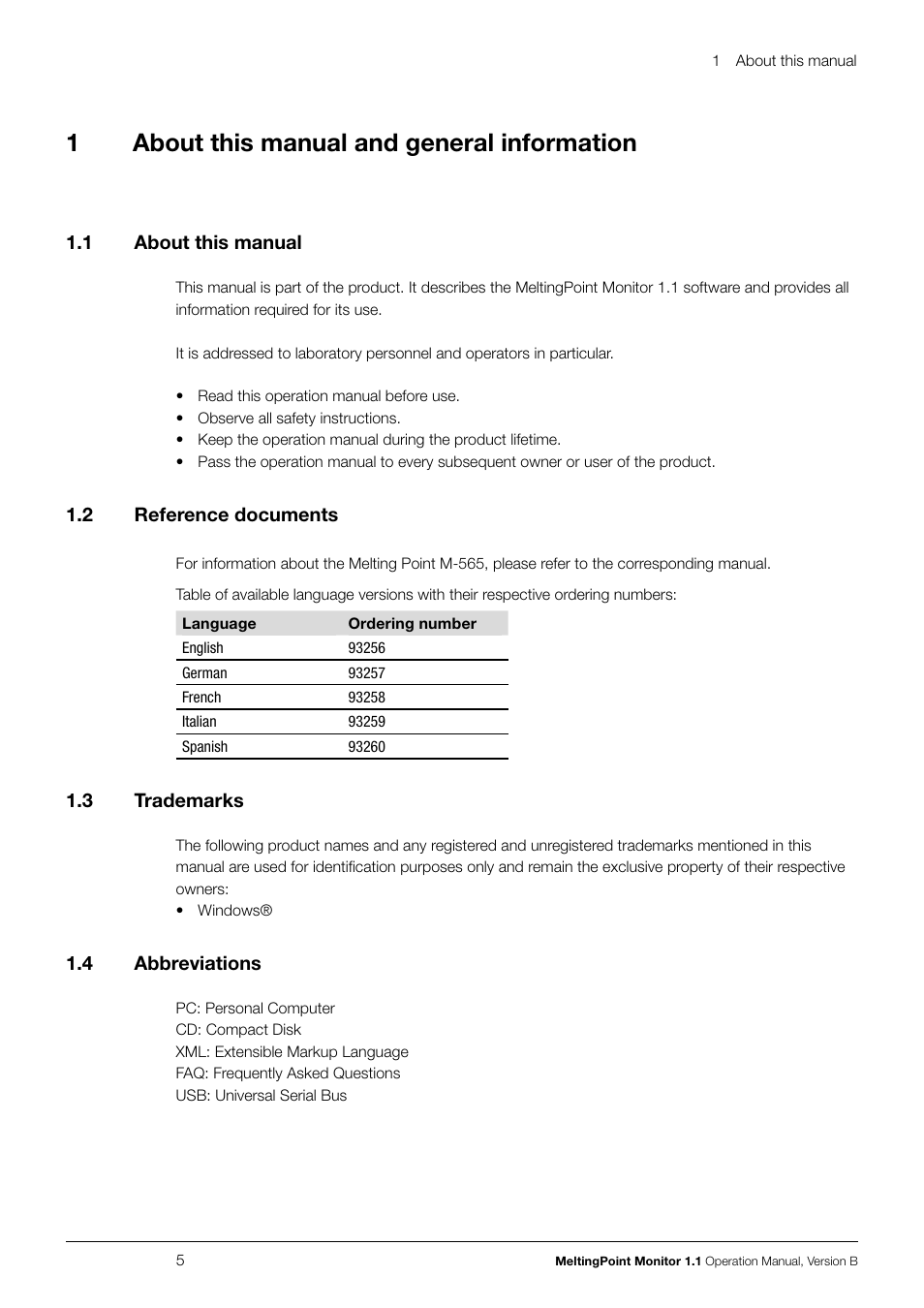 1about this manual and general information | BUCHI Melting Point M-565 User Manual | Page 5 / 32