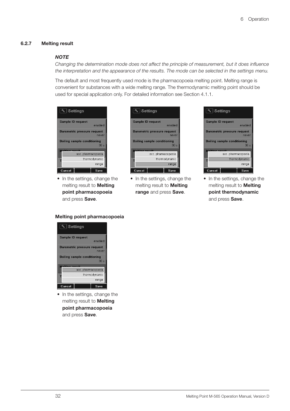 7 melting result | BUCHI Melting Point M-565 User Manual | Page 32 / 60