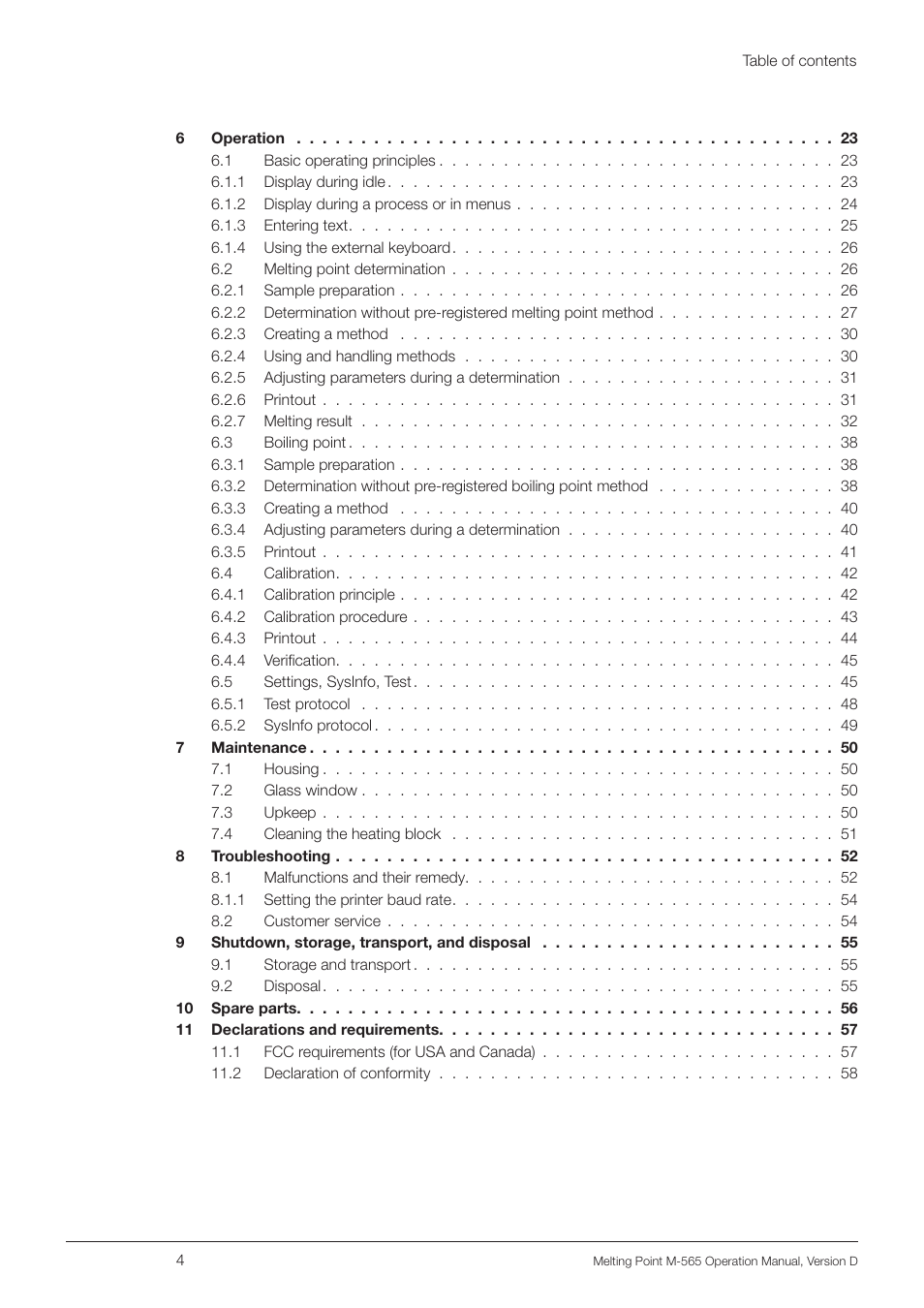 BUCHI Melting Point M-565 User Manual | Page 4 / 60