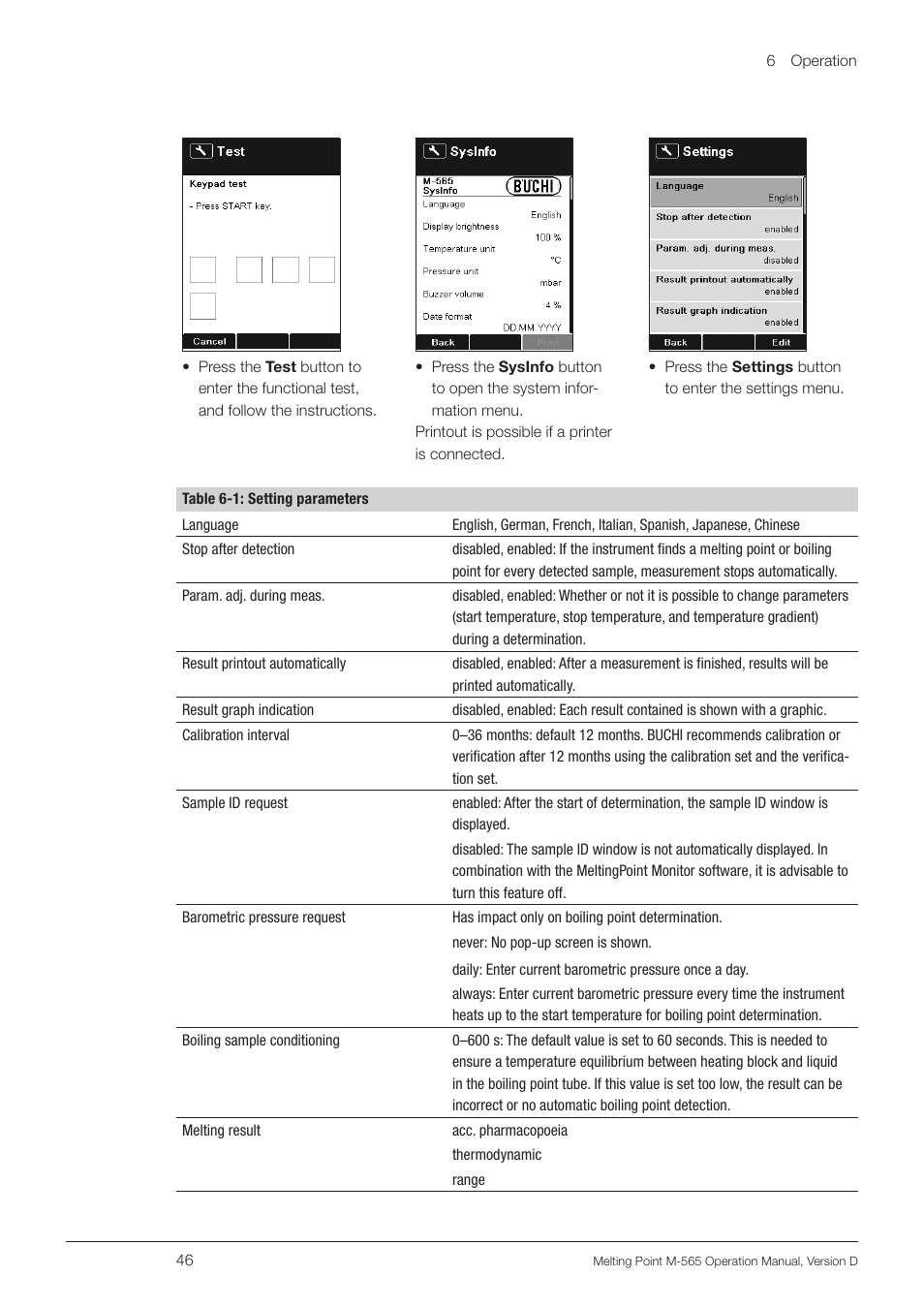 BUCHI Melting Point M-565 User Manual | Page 46 / 60