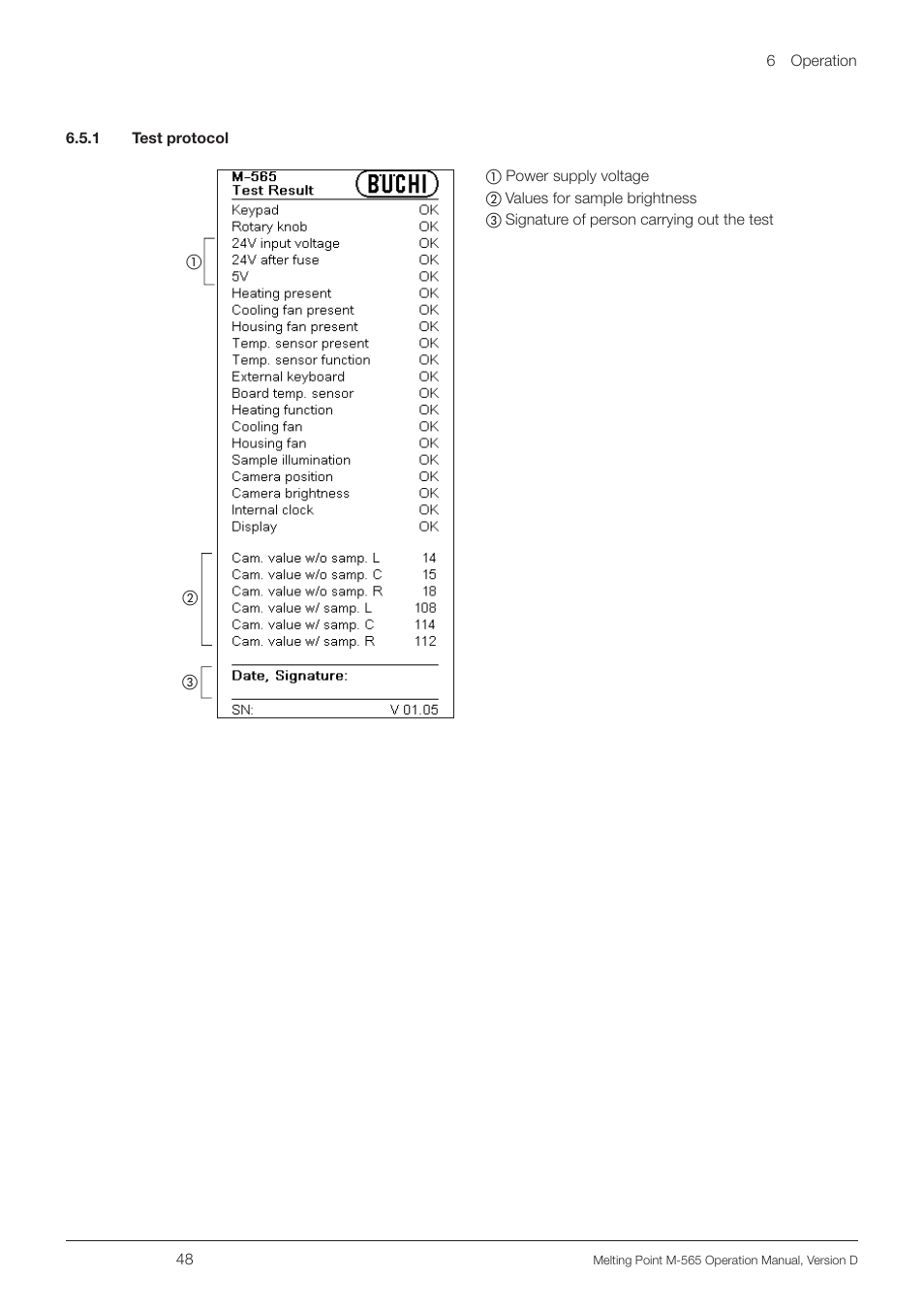 1 test protocol | BUCHI Melting Point M-565 User Manual | Page 48 / 60
