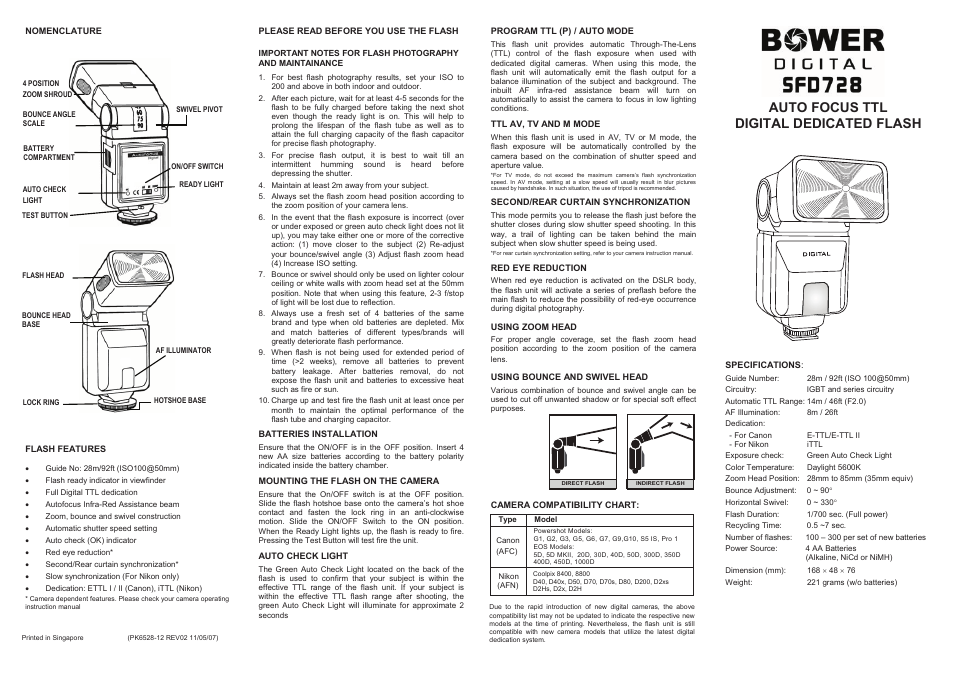 Bower SFD 728 User Manual | 1 page