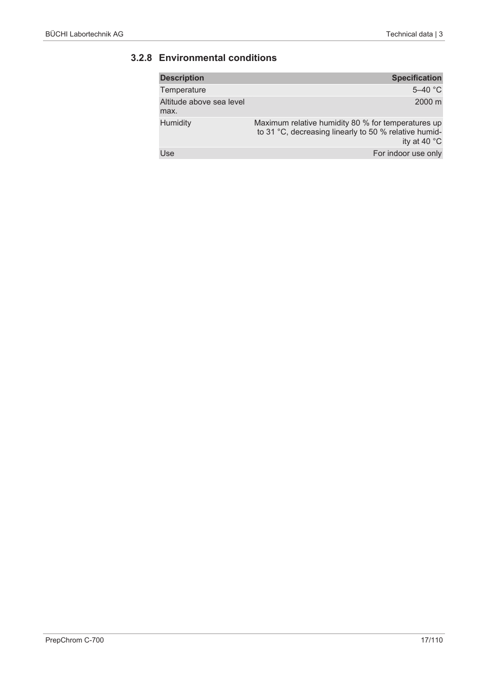 8 environmental conditions | BUCHI PrepChrom C-700 User Manual | Page 17 / 110