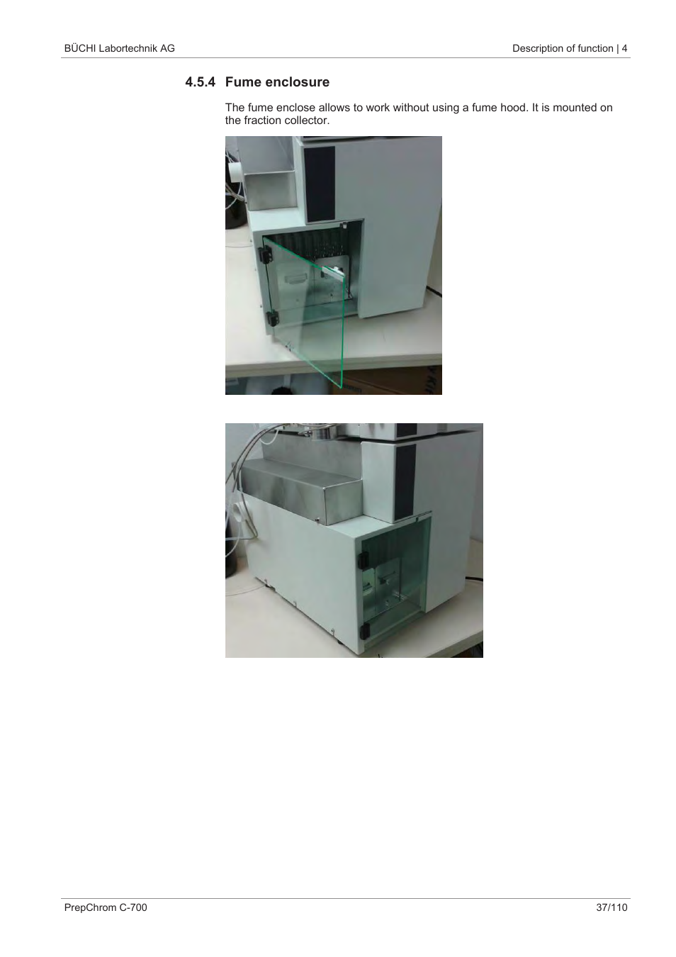 4 fume enclosure | BUCHI PrepChrom C-700 User Manual | Page 37 / 110