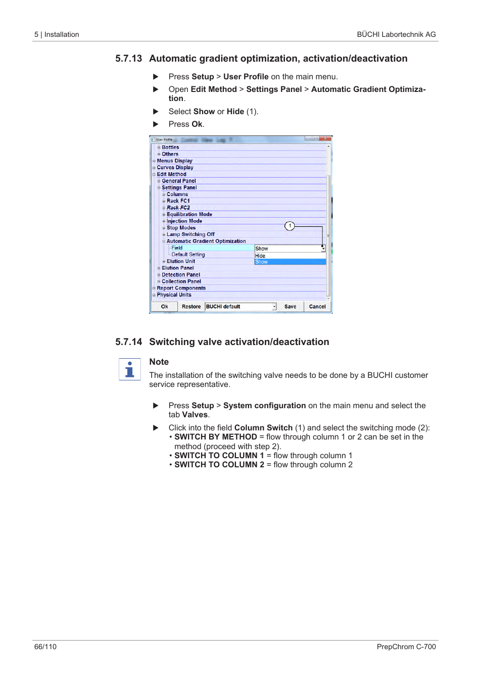 14 switching valve activation/deactivation | BUCHI PrepChrom C-700 User Manual | Page 66 / 110