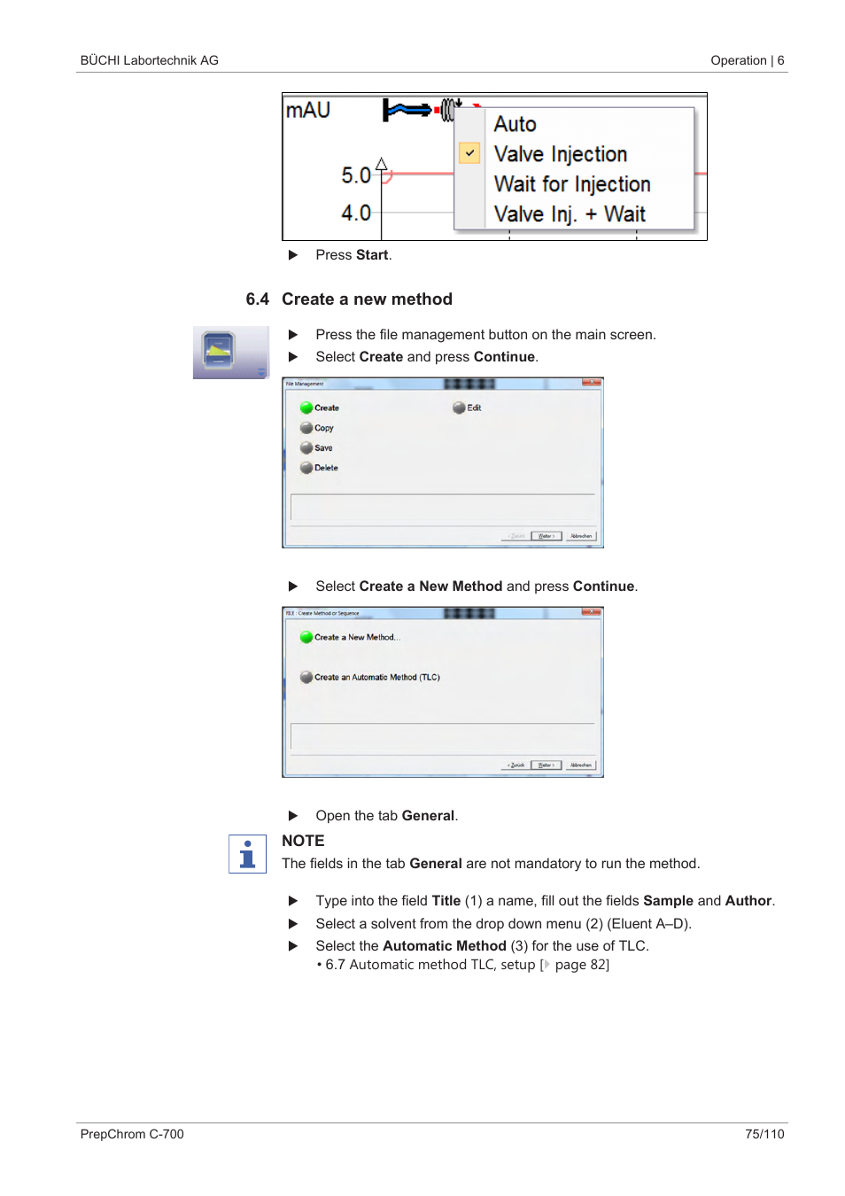 4 create a new method | BUCHI PrepChrom C-700 User Manual | Page 75 / 110