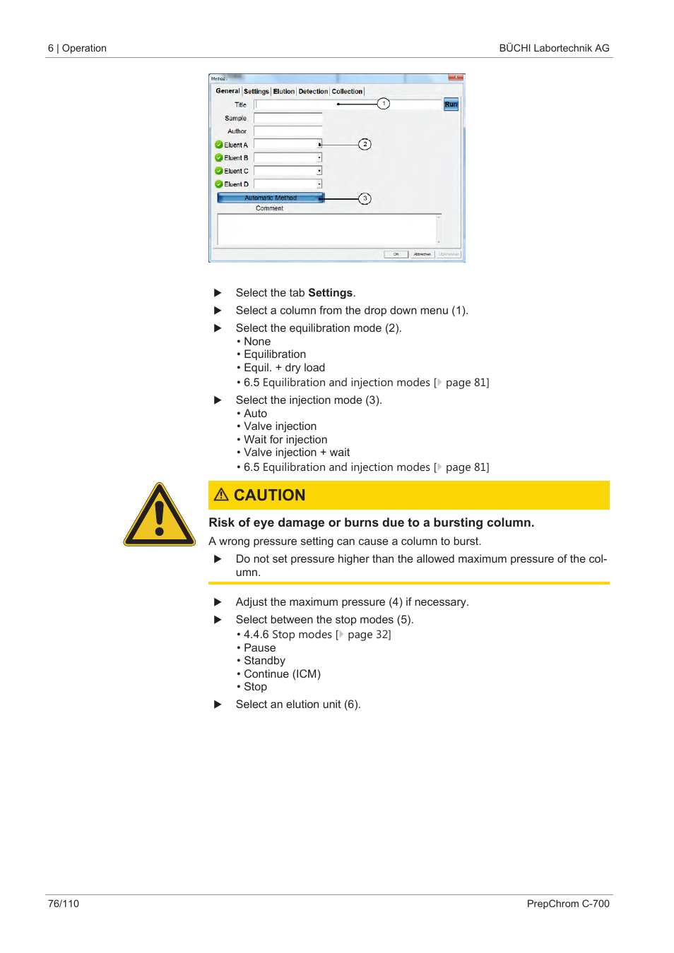 Caution | BUCHI PrepChrom C-700 User Manual | Page 76 / 110