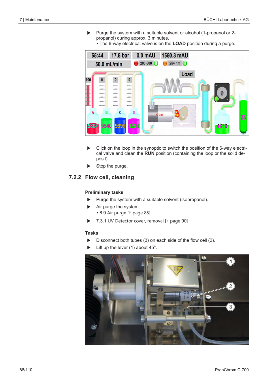 2 flow cell, cleaning | BUCHI PrepChrom C-700 User Manual | Page 88 / 110