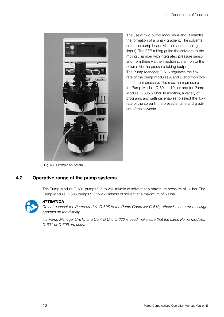 4 .2 operative range of the pump systems | BUCHI Pump Module C-605 User Manual | Page 16 / 50