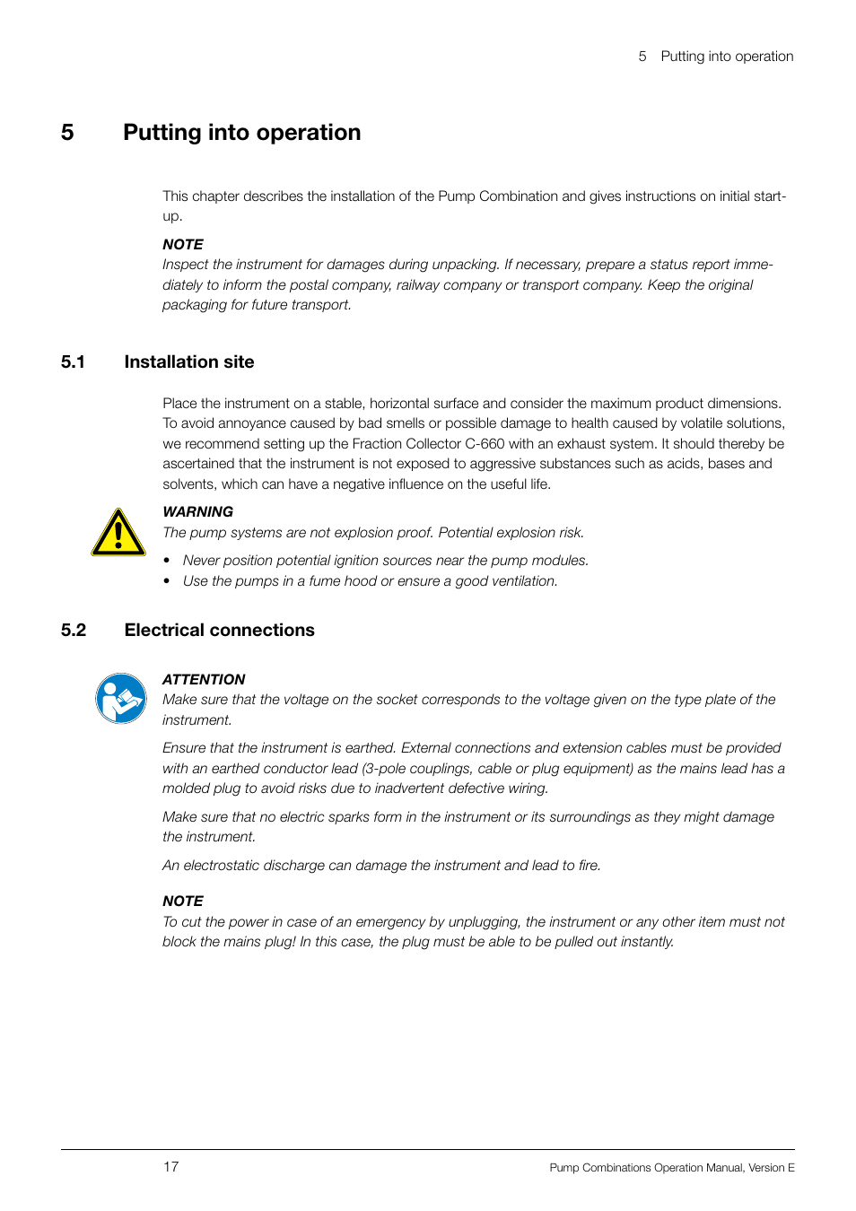 5putting into operation | BUCHI Pump Module C-605 User Manual | Page 17 / 50