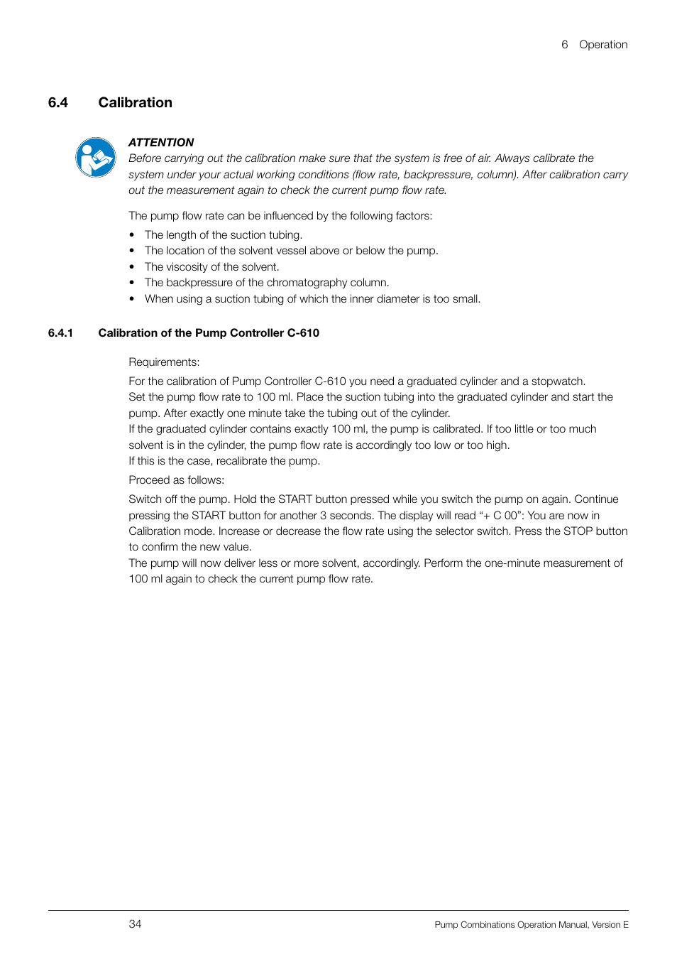 6 .4 calibration | BUCHI Pump Module C-605 User Manual | Page 34 / 50