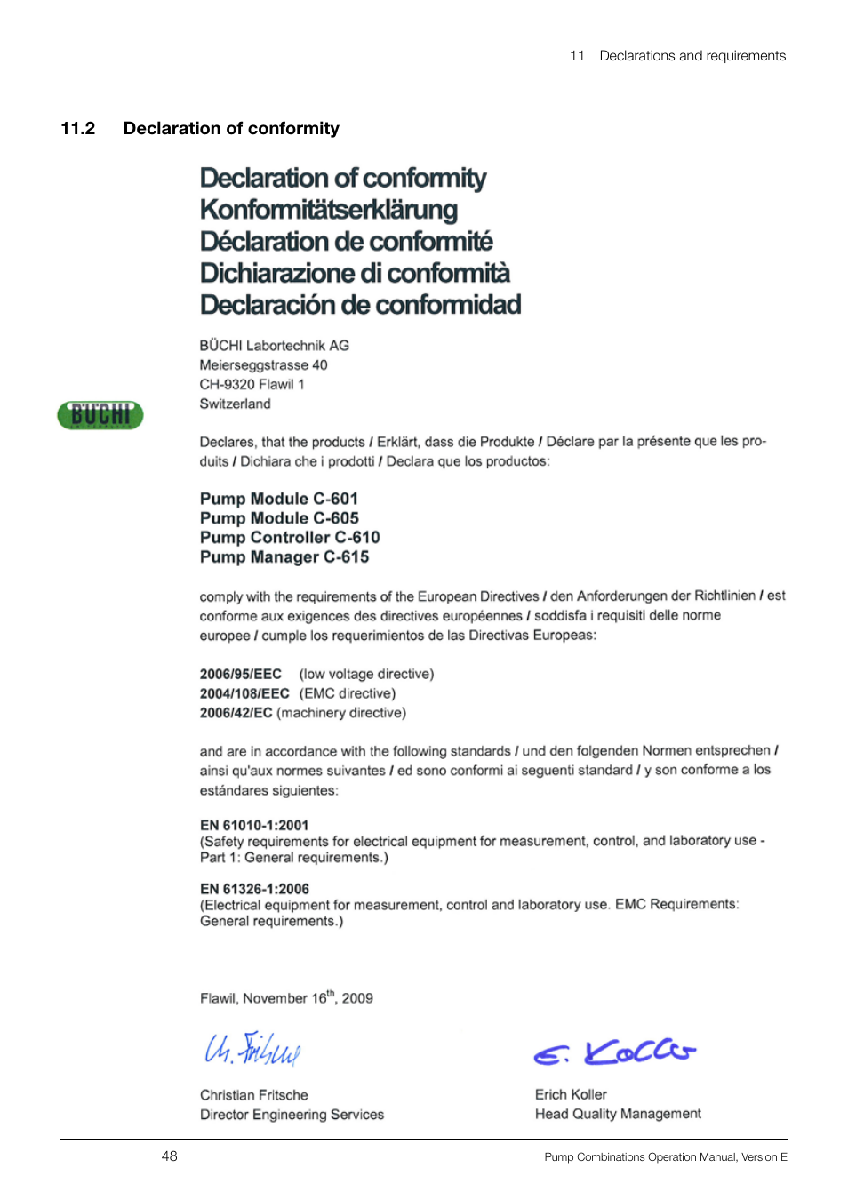BUCHI Pump Module C-605 User Manual | Page 48 / 50